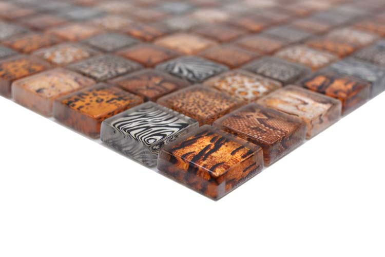 Mozaïek Crystal Wildlife lichtbruin glanzend 29,8x29,8cm