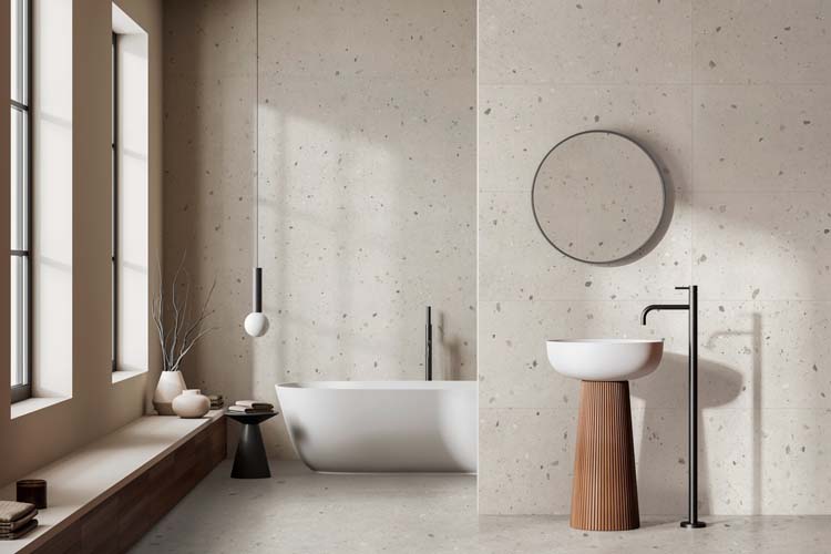 Vloer- en wandtegel Softstone Ceppo ivoor 60x60cm