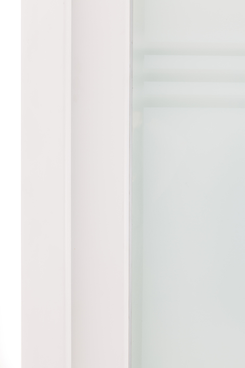 Porte extérieure 3 lignes claires PVC verre mat blanc 980x2180mm ouvrant à gauche