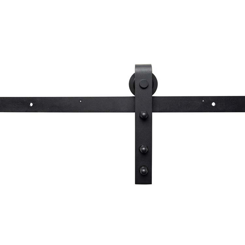 Complete enkele schuifdeur Skyline Grey grijs getint glas op maat + rail zwart