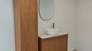 Meuble de salle de bains Fae chêne suspendu avec double plan de travail terrazzo 120cm