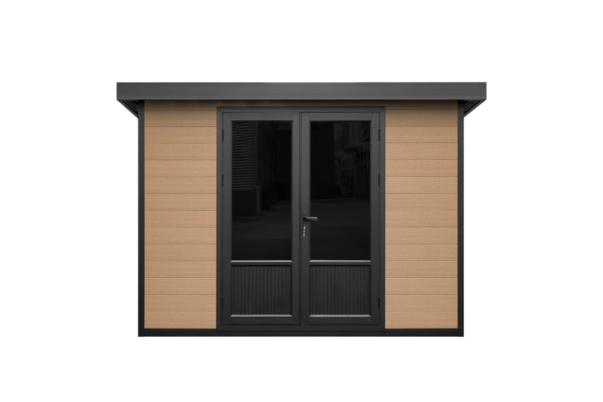 Tuinhuis Yana L WPC stone grey/sandstone 290x290cm dubbele deur