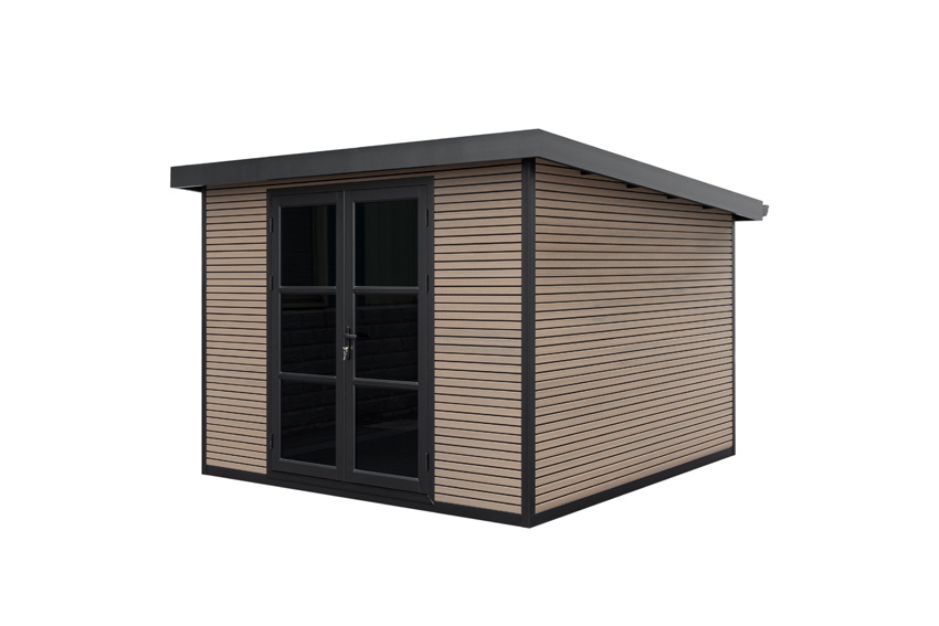 Tuinhuis Yasmine L WPC stone grey/sandstone 290x290cm dubbele deur