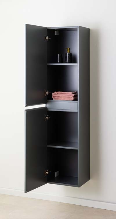 Armoire colonne Aaron gris mat suspendue 170x40x35cm