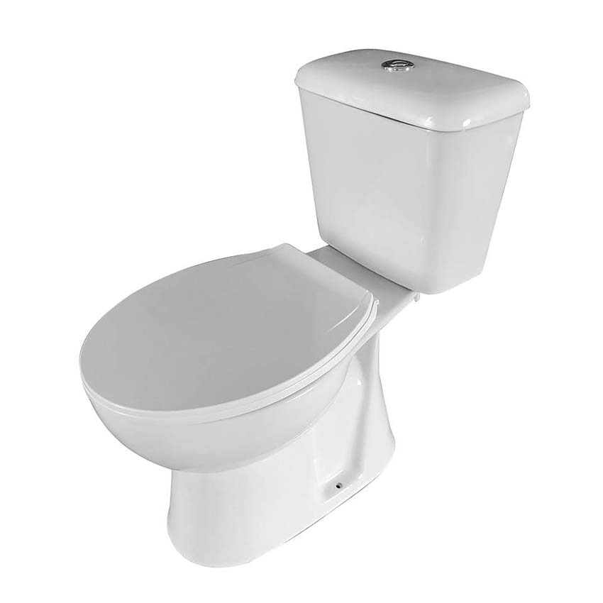 Staand toilet glanzend wit met dubbele spoeling en softclose inclusief WC-bril
