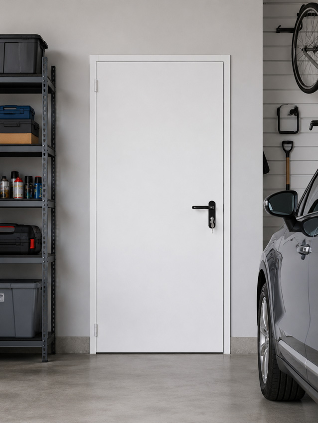 Porte technique acier blanc isolée 99x204,5cm réversible