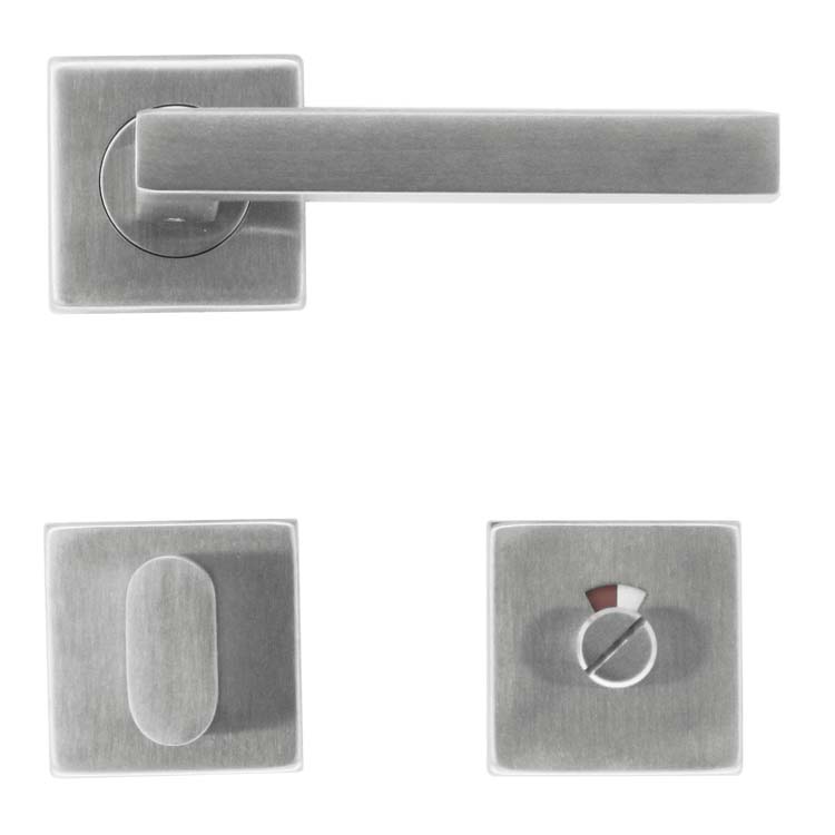 Poignée de porte tivoli 16mm inox plus avec serrure toilette