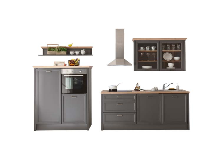 Keuken 344cm - Victoria - grafiet landelijk - met toestellen