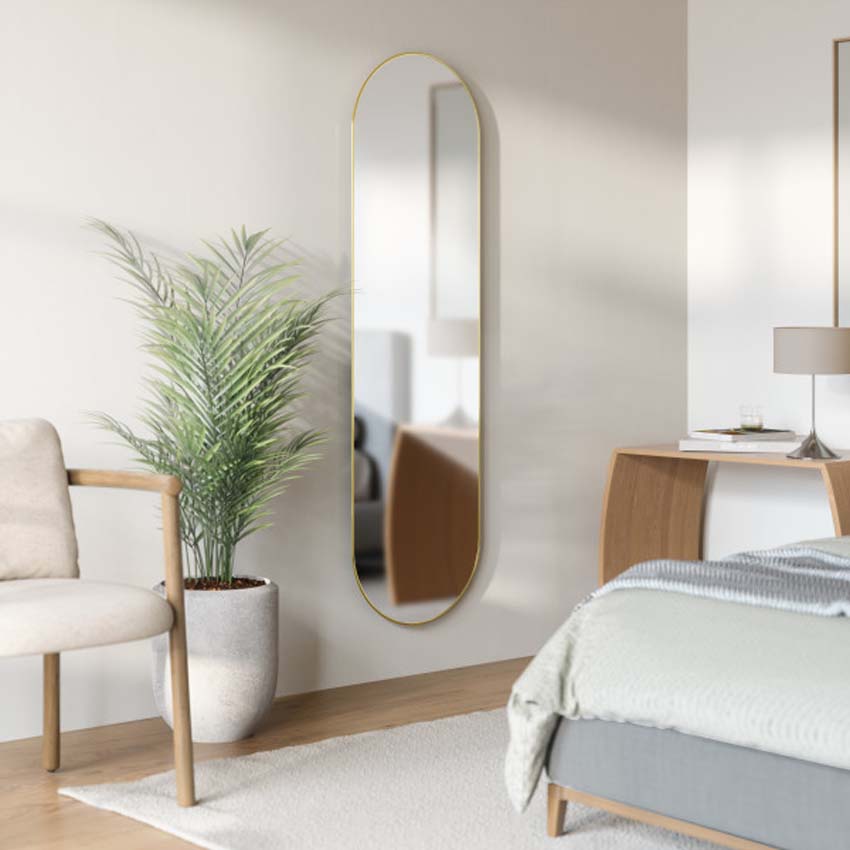 Miroir Umbra Hubba ovale cuivre 157x45cm