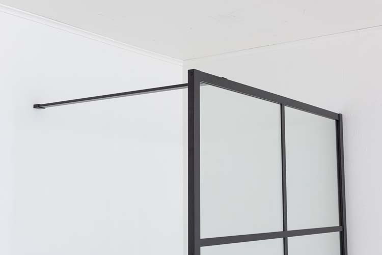 Paroi de douche Uma profile noire 100x200cm avec barre