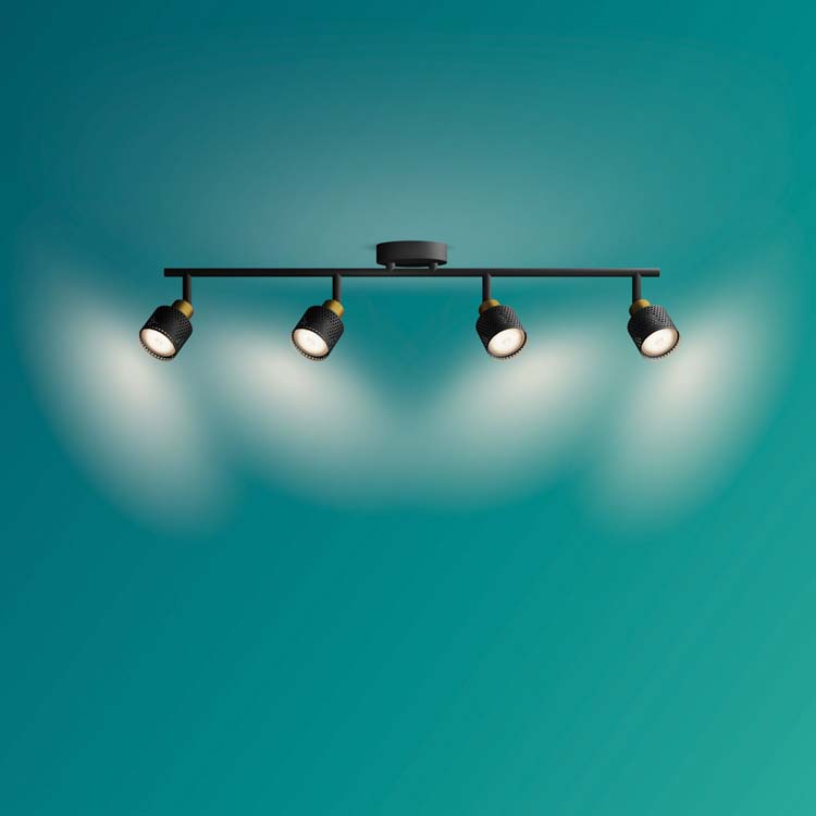 Spot en saillie - Noir/or - 69,4x13,4x11,2cm - GU10 - 4x35W