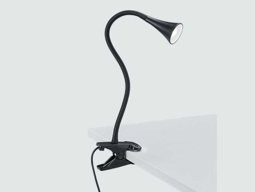 Lampe de bureau avec pince - noir - 6x35cm - LED - 1x3W - 3000K