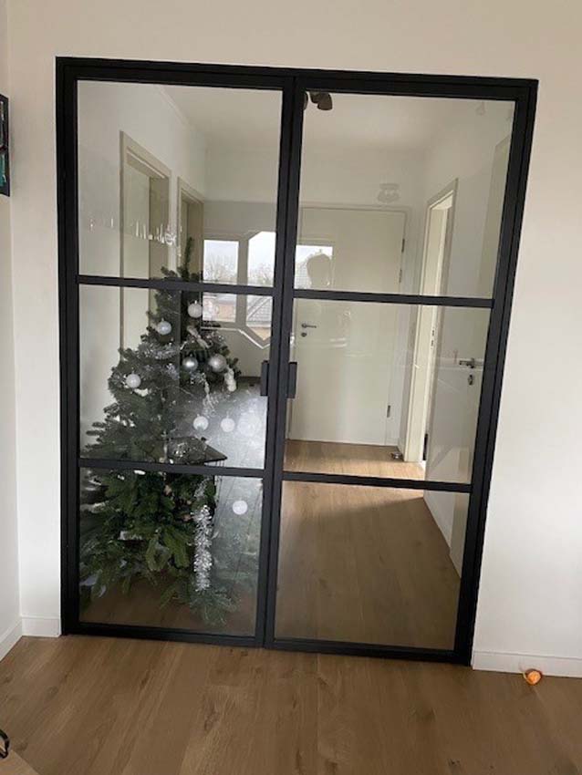 Complete binnendeur dubbel alu luxe Dimaro Nero Links maatwerk