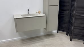 Meuble de salle de bain Amelia gris fumé avec lavabo simple mat 90cm