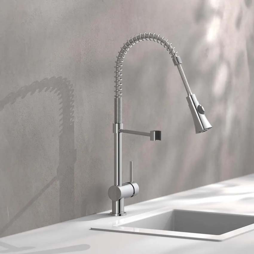 Keukenkraan Chef chroom met uittrekbare uitloop