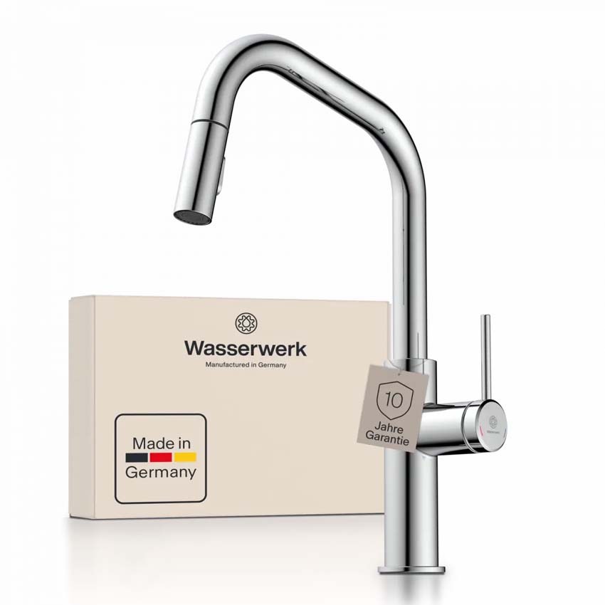Robinet de cuisine Wasserwerk WK 13 Edge chrome avec bec extractible