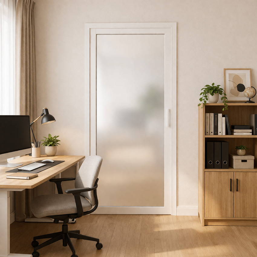 Bloc-porte 83cm steel look feeling blanc 1R verre mat 201.5cm
