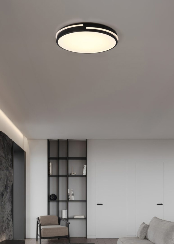 Plafondlamp - zwart - Ø40cm - dimbaar - LED - 1x24W - 2700-6500K
