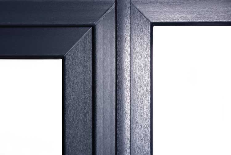Buitendeur 3 delen PVC helder glas antraciet/wit rechtstrekkend op maat