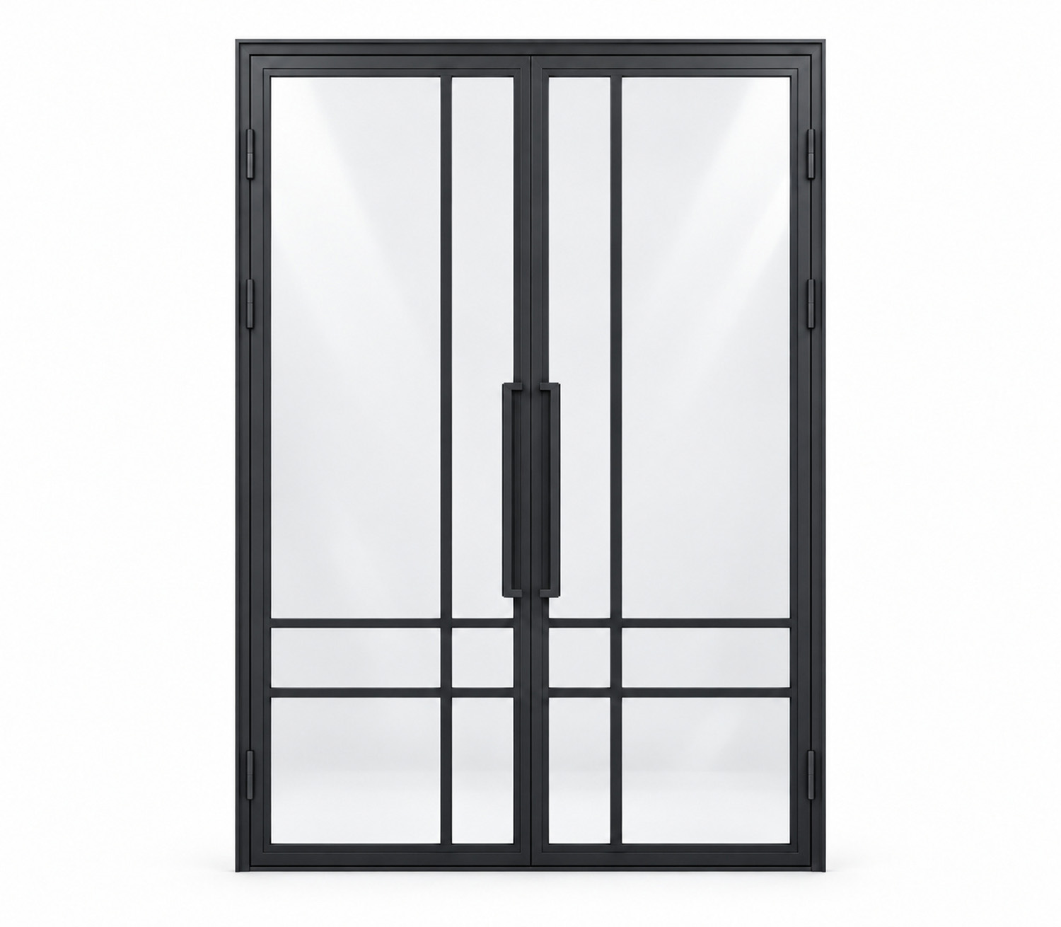Double porte intérieure en acier Tara noir 2x6W asymétrique 176x204cm poussant droit