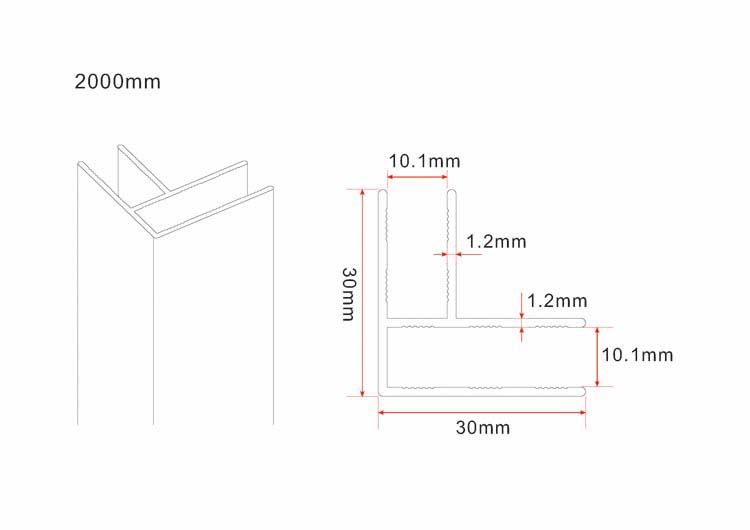 Profil d'angle pour parois de douche 200cm blanc mat