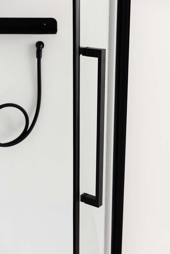 Douchecabine Phoebe hoek zwart/wit schuifdeur 90x90x217cm