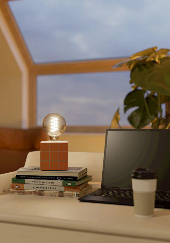 Lampe de table - orange - 9x9x9cm - dimmable - E27 - 1x60W