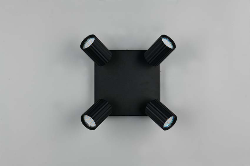 Spot en saillie - Noir - 20x20x14cm - Dimmable - GU10 - 4x10W
