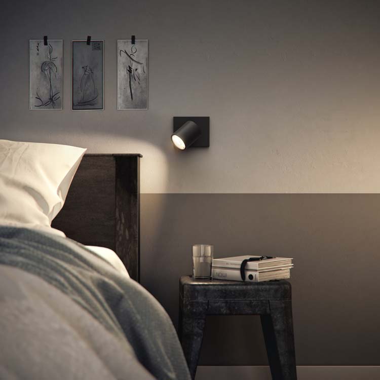 Spot en applique LED single spot Noir 50W
