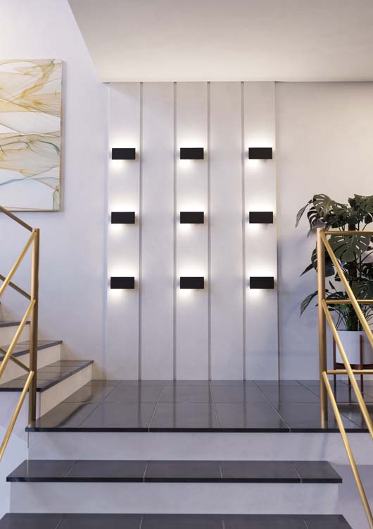 Applique murale intérieure - noir - 20x10cm - non dimmable - led intégré - 1x14w - 3000K - 780 lumens