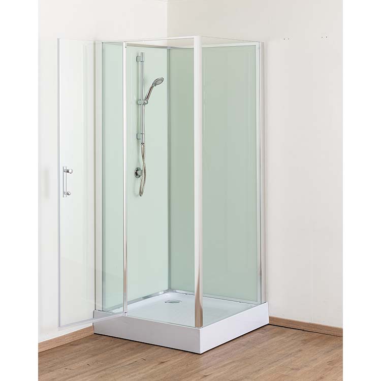 Cabine de douche Anik gauche chrome/blanc porte tournante 90x90x205cm