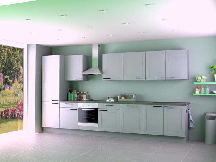 Keuken Premium 8 grijs 400cm - voorgemonteerd - zonder toestellen