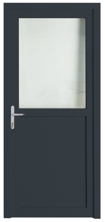 Buitendeur halfglas PVC 3 dubbel helder glas antraciet/wit linkstrekkend op maat Buitendeur halfglas PVC 3 dubbel helder glas antraciet/wit linkstrekkend op maat