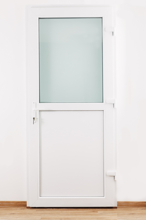 Porte extérieure semi-vitrée PVC triple verre clair blanc 980x2180mm ouvrant à droite