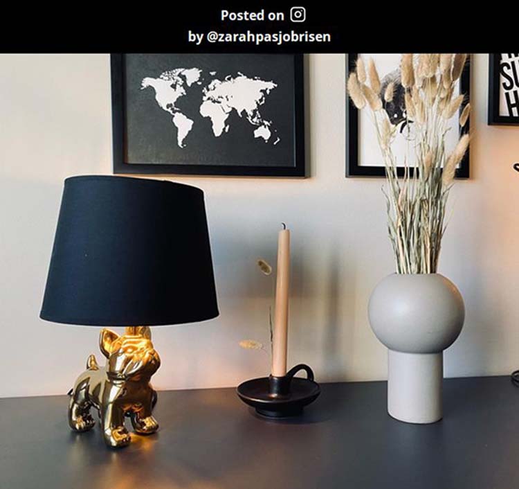 Tafellamp hond - goud/zwart - 21x21x31,5cm - E14 - 35W