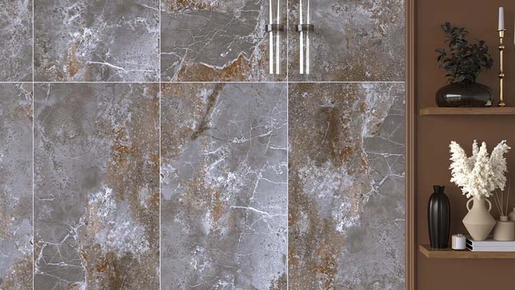 Vloer- en wandtegel Jupiter marmerlook mat grijs 60x120cm