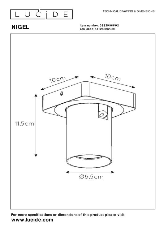 Lucide NIGEL - Plafondspot - LED Dim to warm - GU10 - 1x5W 2200K/3000K - Mat Goud / Messing