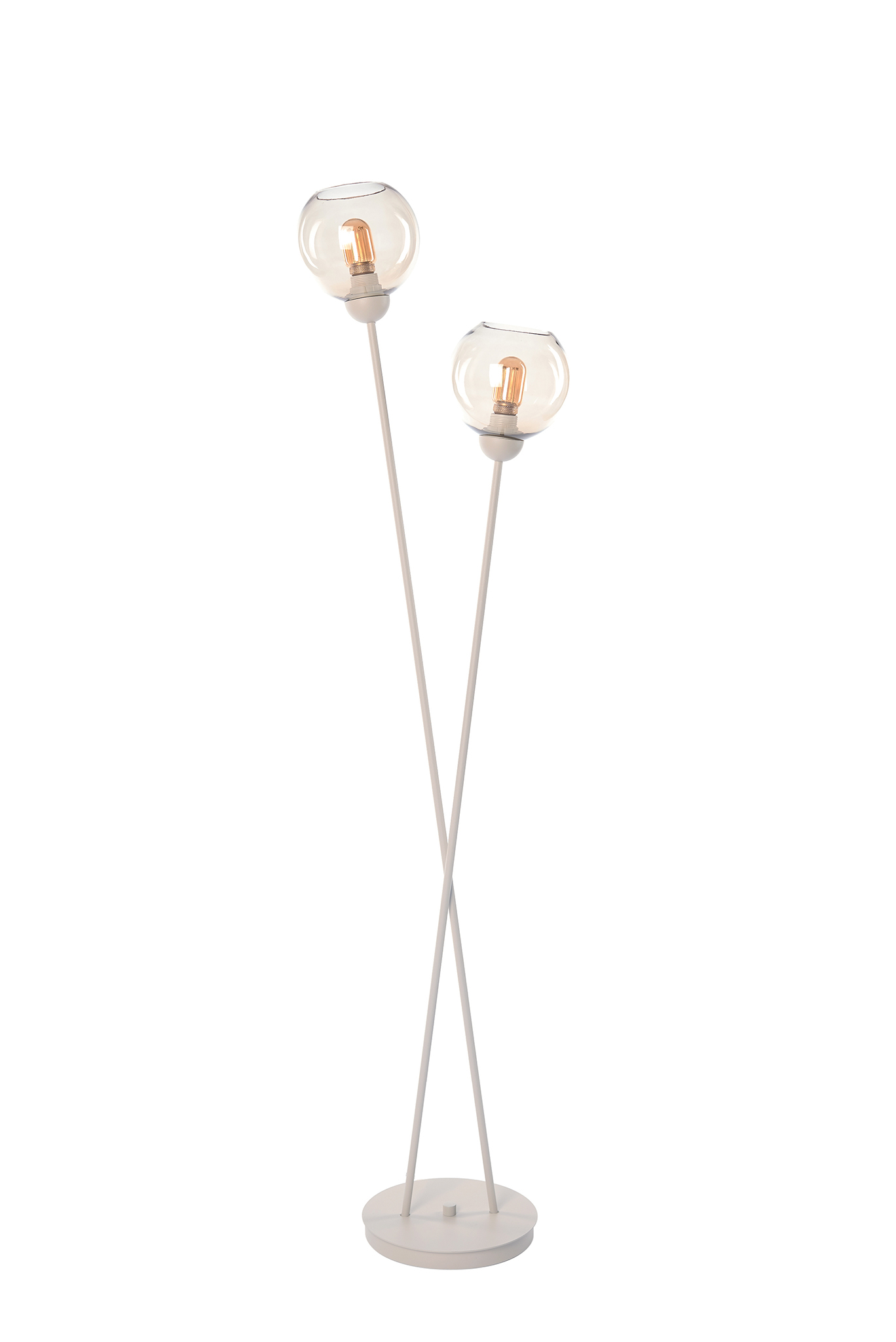Lampadaire - beige - 2xE27 - 2 globes Ø18cm - ampoules non incluses