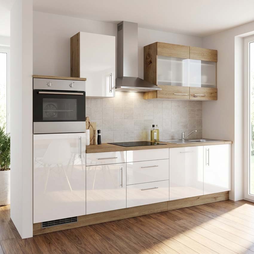 Keuken Maren wit/houtlook 280cm - zonder toestellen