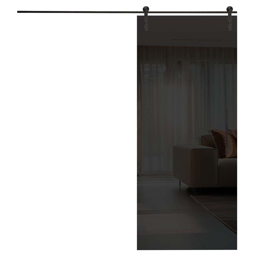 Schuifdeur Skyline glas Black op maat + rail zwart