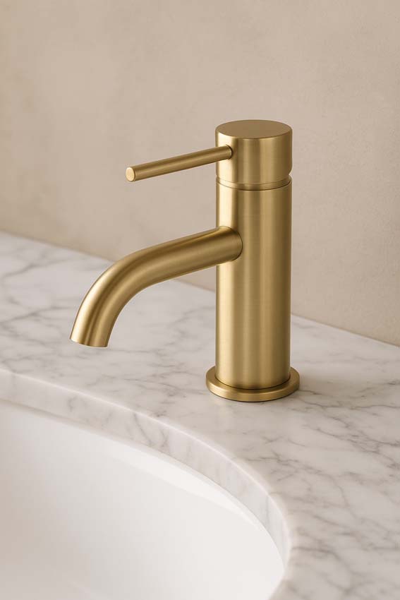 Robinet de lavabo Miley slim brushed gold