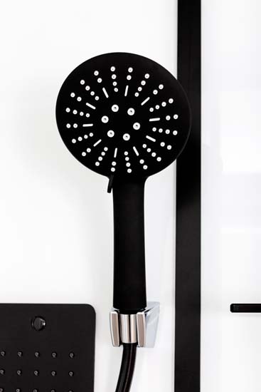 Cabine de douche Penny thermostatique gauche noir/blanc porte coulissante 115x85x218,5cm