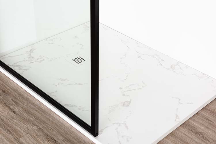 Douchewand Umi zwart profiel 100x200cm met stang