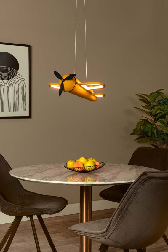 Lucide Fokker - Hanglamp kinderkamer - LED - 1x28W 2500K - Grijs ijzer