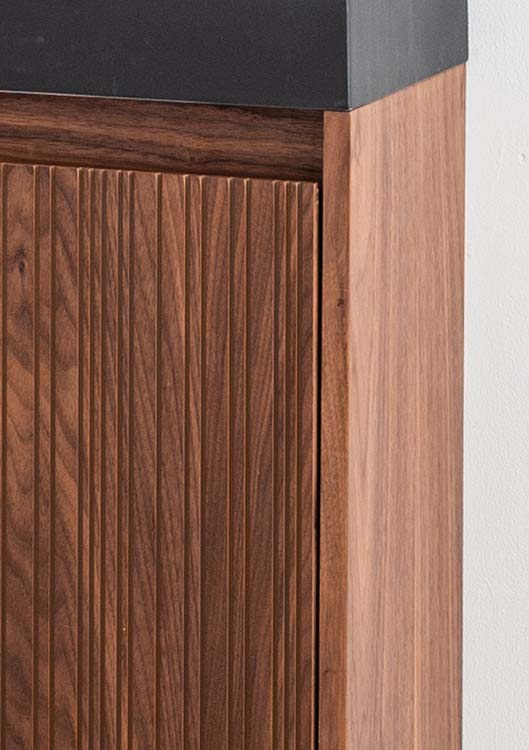 Toiletmeubel Warren walnoot lavabo mat zwart 60x40x22cm