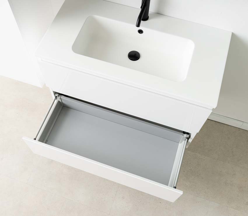 Badkamermeubel Tibo wit 900 mm wastafel wit mat