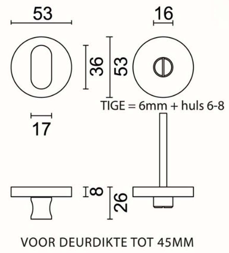 Garniture WC pro Rond shape inox plus sans rouge/blanc
