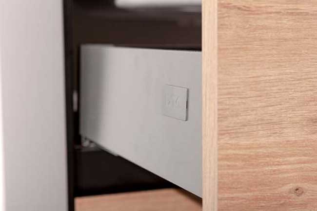 Meuble de salle de bains Molly aspect bois suspendu avec lavabo double blanc mat 120cm