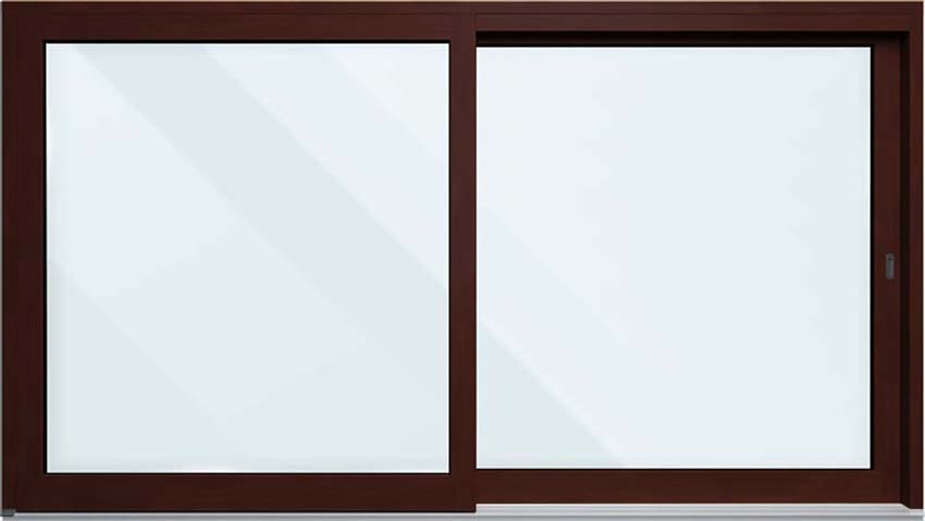 Levant-coulissant en bois Meranti Ribe Lapacho G>D L3000 x H2150 mm