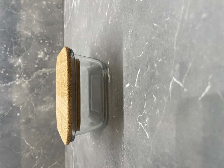 Boîte de stock en verre/bambou transparent 31cl